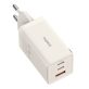   Baseus P10110812227-Z1 GaN5 65W fehér hálózati adapter 1m USB Type-C kábellel