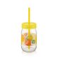   IRIS C-00162 Spring üvegpohár szívószállal 380ml, piros, zöld vagy sárga színű