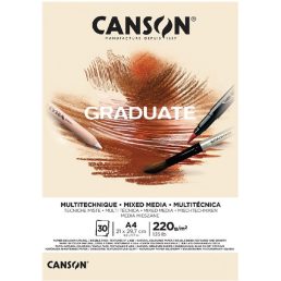   Canson Graduate Mixed Media A4, álló, 220 g/m2, ragasztott, natúr színű rajzpapírtömb