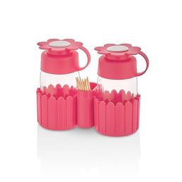   IRIS Daisy Salt&Pepper üveg fűszerszóró szett tartóval 2*67ml, zöld, fukszia, narancs vagy citromsárga színű HN-1117