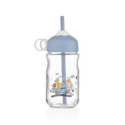   IRIS Petite üveg italos palack szívószállal 370ml, piros vagy kék színben HN-1751