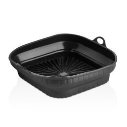   TOO összecsukható négyzetes szilikon forma forrólevegős sütőhöz (air fryer) 21cm*21cm, szürke, fekete vagy piros SL-3251