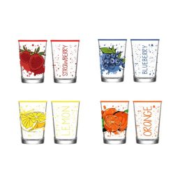   IRIS mintás üveg pohár 205ml, Blueberries, Lemon vagy Orange minta 131702-001