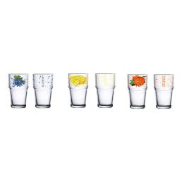   IRIS mintás üveg pohár 350ml, Blueberries, Lemon vagy Orange minta 131605-001