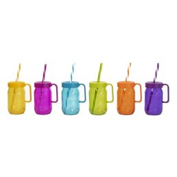   IRIS Colours Mix színes bögre szívószállal 370ml,  sárga, türkiz, lila, rózsaszín, narancs vagy zöld színben 111763-300