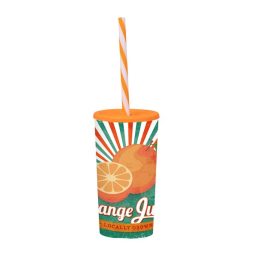   IRIS Orange Juice mintás pohár szívószállal 470ml 161922-028P