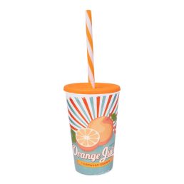   IRIS Orange Juice mintás pohár szívószállal 650ml 161948-028