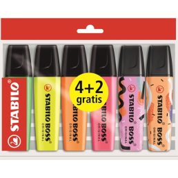   Stabilo BOSS ORIGINAL 4 különböző fluoreszkáló szín + 2 db AJÁNDÉK Ju Schnee Limited Edition szövegkiemelő