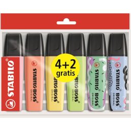   Stabilo BOSS ORIGINAL 4 különböző pasztell szín + 2 db AJÁNDÉK Ju Schnee Limited Edition szövegkiemelő