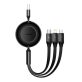   Baseus CAMJ010101 Bright Mirror 3 66W 1,1m microUSB/Lightning/Type-C fekete töltőkábel