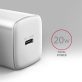   Axagon ACU-PD20W 20W PD 3.0 QC Type-C fehér hálózati töltő