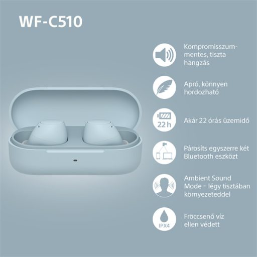 Sony WFC510L.CE7 True Wireless Bluetooth kék fülhallgató