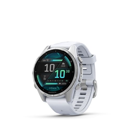 Garmin 010-02903-00 fenix 8 AMOLED (43mm) fehér szilikon pántos ezüst okosóra