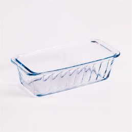   BORCAM négyzetes bordázott kenyérsütő hőálló üvegedény fogóval  1.120ml, 250*115*70mm 