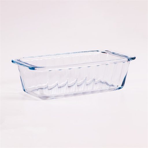 BORCAM négyzetes bordázott kenyérsütő hőálló üvegedény fogóval  1.120ml, 250*115*70mm 