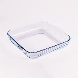   BORCAM négyzetes bordázott hőálló üvegedény fogóval 3.200ml, 317*220*60mm