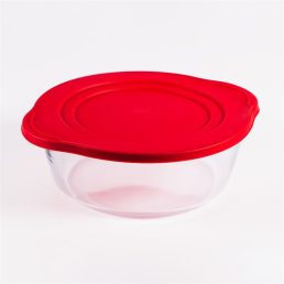   BORCAM kerek hőálló üvegedény fogóval, műanyag tetővel 2.200ml, 251*220*80mm