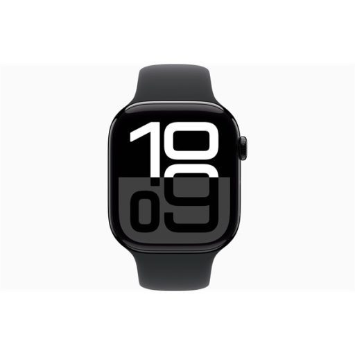 Apple Watch S10 GPS (46mm) kozmoszfekete alumínium tok, fekete sportszíj (M/L) okosóra
