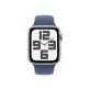  Apple Watch SE2 v3 GPS (44mm) ezüst alumínium tok, denim sportszíj (M/L) okosóra