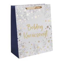   Iris boldog karácsonyt fehér/arany papírtasak matt 26*32 cm