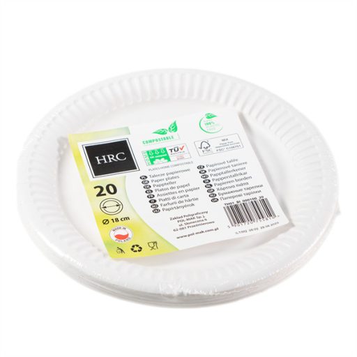 IRIS Fehér papír tányérok 18 cm átmérőjű, 20db/csomag
