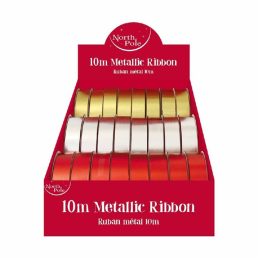   IRIS Ajándék kötöző szalag, dombornyomott, 10m, vegyes színekben, arany, ezüst, piros