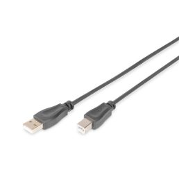   DIGITUS High Speed 2.0 USB type-B - USB type A CU árnyékolt fekete kábel 3m