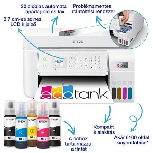 Epson Ecotank L5316 A4 MFP ADF Ethernet/WIFI színes multifunkciós tintasugaras nyomtató