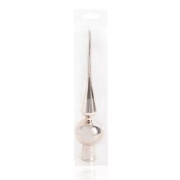   IRIS karácsonyi dísz, csúcsdísz, pvc dobozban,dísz fényes, krém silver 26cm