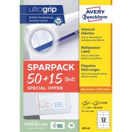   Avery 4781-65 97 x 42,3 mm univerzális 50+15 lap 780 db-os etikett
