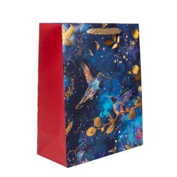   IRIS matt papírtasak hologrammos hot stamp kék kolibri 26 x 32cm