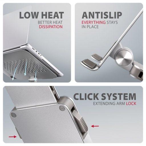 Axagon STND-LR ALU HQ 10"-17,3" laptop állvány