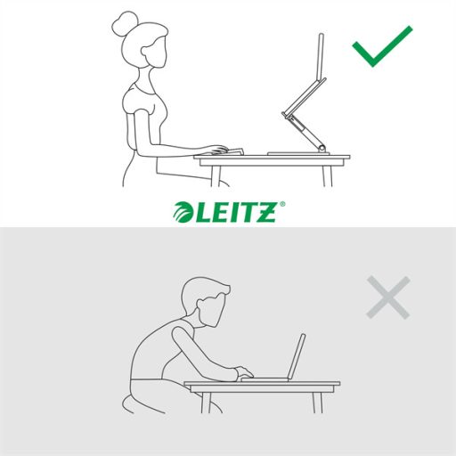 Leitz Ergo állítható magasságú és dőlésszögű sötétszürke laptopállvány