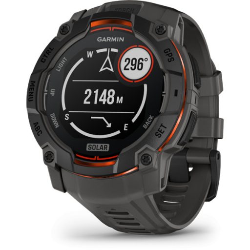 Garmin Instinct 3 50mm Solar fekete sötétszürke szíjjal okosóra