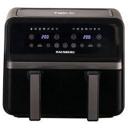   Hausberg HB-2373NG 2200-2400W dupla kosaras fekete 8,4 L forrólevegős sütő (air fryer/airfryer)