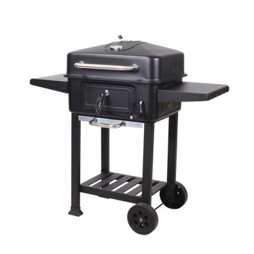 TOO BG-200B fekete BBQ faszenes grillkocsi két oldalsó asztallal