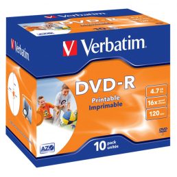   VERBATIM 43521 DVD-R 4,7GB/16x/nyomtatható felület/egyszer írható DVD 10db/csomag