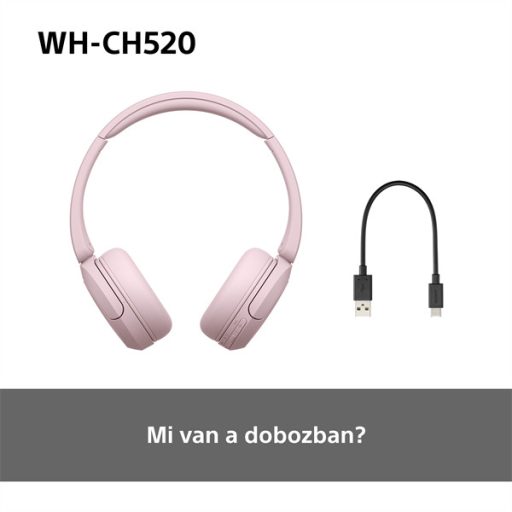 Sony WH-CH520 Bluetooth rózsaszín fejhallgató