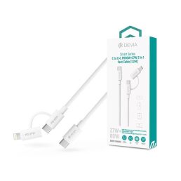   Devia ST121485 Smart Series 1,2m 60W+27W PD Type-C/Type-C+Lightning fehér adat és töltőkábel