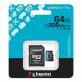   Kingston 64GB SD micro (MicroSDXC V30 U3) SDCG4/64GB memória kártya adapterrel