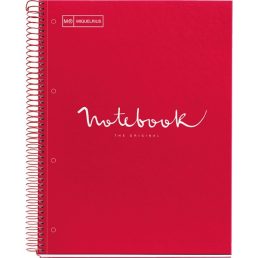   Miquelrius Emotions A4 PP 5x24 lapos piros kockás spirálfüzet