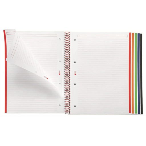 Miquelrius Emotions A4 PP 5x24 lapos piros vonalas spirálfüzet