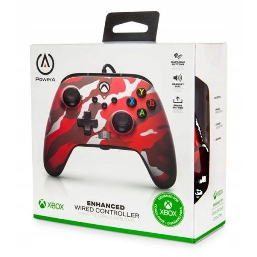 PowerA 1525942-01 Enhanced Wired Xbox Series X|S/Xbox One/PC Red Camo vezetékes kontroller