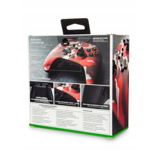PowerA 1525942-01 Enhanced Wired Xbox Series X|S/Xbox One/PC Red Camo vezetékes kontroller