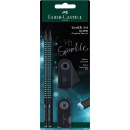   Faber-Castell Sparkle Midnight 4 db-os fekete/óceánkék B háromszögletű grafitceruza szett