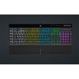   CORSAIR Vezetékes Billentyűzet Gaming, K55 RGB PRO, 6 programozható billentyű, Cseppálló, Csuklótámasz, US, fekete