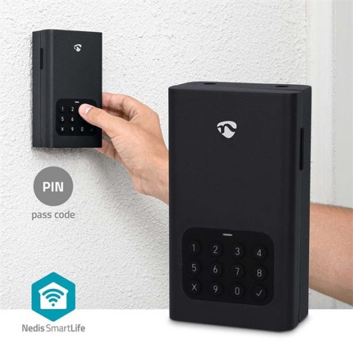 Nedis BTHKB10BK okos kulcs széf, Bluetooth®, IPX5, 2 x AA elem (nem tartozék), rozsdamentes acél kulcsszéf