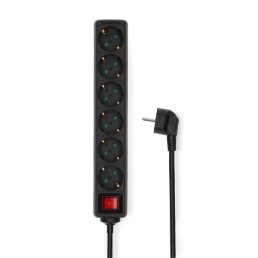   Nedis ESOC650F2BK 6 aljzatos kapcsolós (6-os) elosztó, 5 m, 3680 W, 16 A
