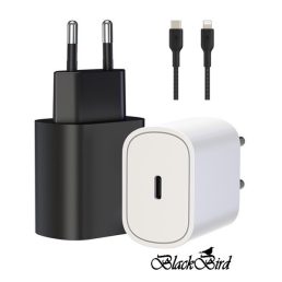   BLACKBIRD Hálózati Adapter T145 25W + Lightning kábel 1m, Fekete