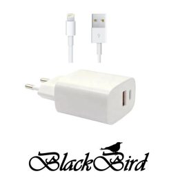   BLACKBIRD Hálózati Adapter T131 25W + Lightning kábel 1m, Fehér